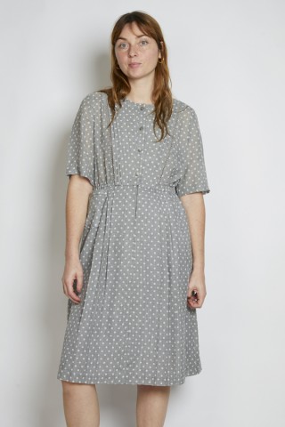 Vestido vintage gris lunares blancos - Ropa mujer vintage SusiSweetdress