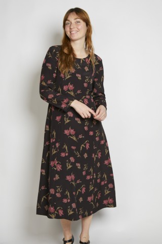 Vestido vintage negro flores rosas - Ropa mujer vintage SusiSweetdress