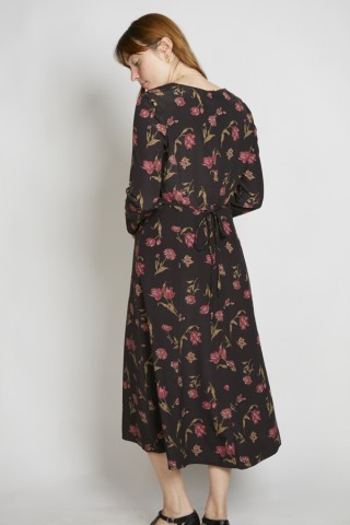 Vestido vintage negro flores rosas - Ropa mujer vintage SusiSweetdress