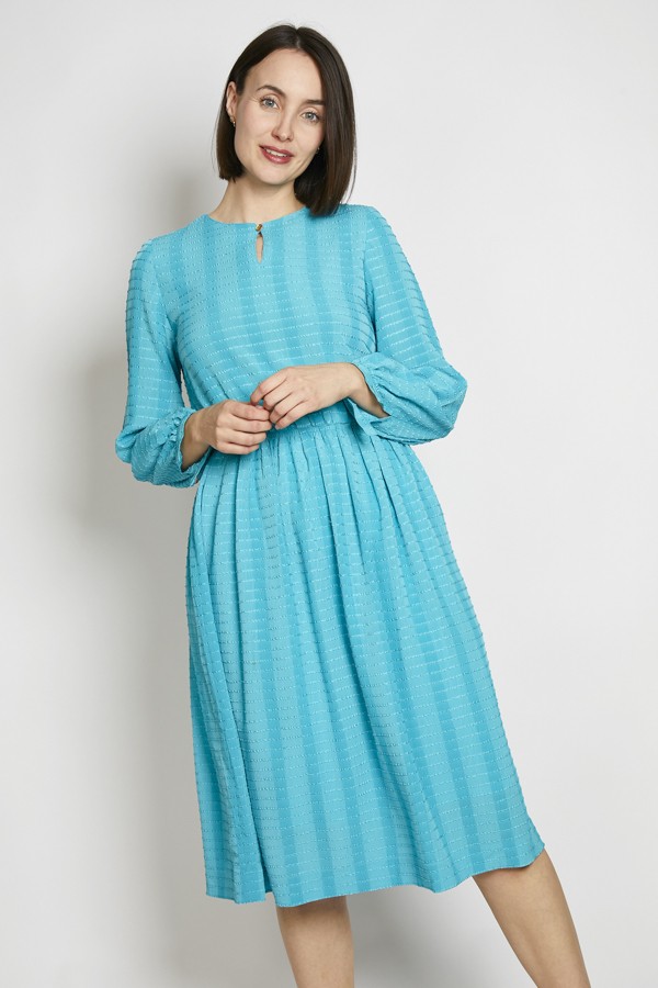 Vestido vintage azul turquesa rayas - Ropa mujer vintage SusiSweetdress