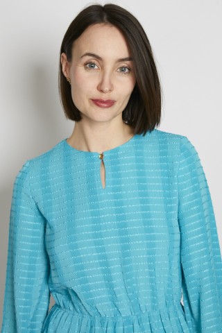Vestido vintage azul turquesa rayas - Ropa mujer vintage SusiSweetdress