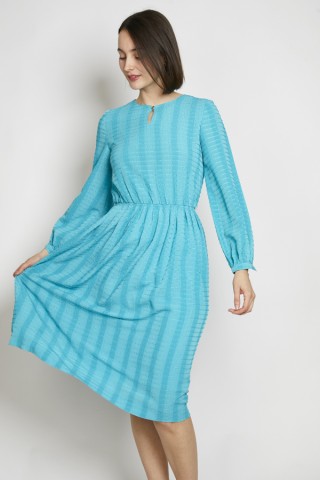 Vestido vintage azul turquesa rayas - Ropa mujer vintage SusiSweetdress