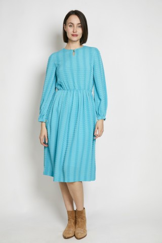 Vestido vintage azul turquesa rayas - Ropa mujer vintage SusiSweetdress