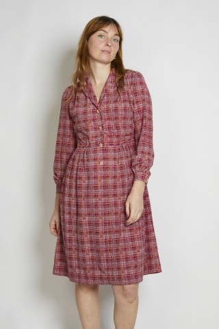 Vestido vintage granate cuadro escocés - Ropa mujer vintage SusiSweetdress