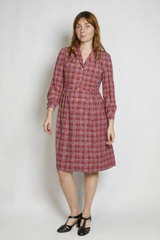 Vestido vintage granate cuadro escocés - Ropa mujer vintage SusiSweetdress