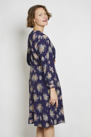 Vestido vintage azul marino floreado - Ropa mujer vintage SusiSweetdress