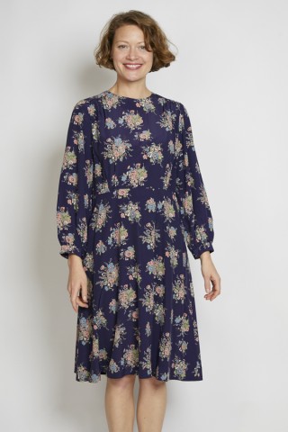 Vestido vintage azul marino floreado - Ropa mujer vintage SusiSweetdress
