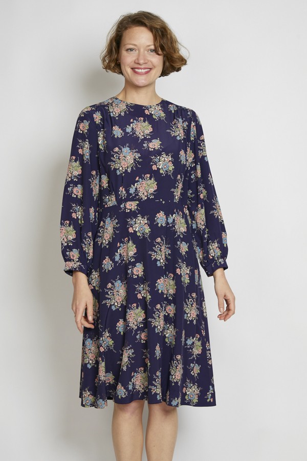 Vestido vintage azul marino floreado - Ropa mujer vintage SusiSweetdress