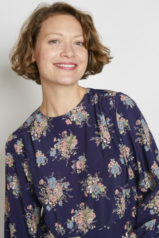 Vestido vintage azul marino floreado - Ropa mujer vintage SusiSweetdress