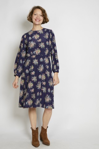 Vestido vintage azul marino floreado - Ropa mujer vintage SusiSweetdress