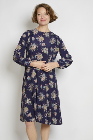Vestido vintage azul marino floreado - Ropa mujer vintage SusiSweetdress