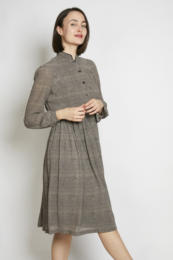 Vestido vintage negro estampado geométrico - Ropa mujer vintage SusiSweetdress