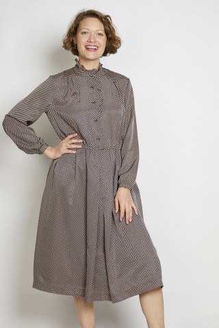 Vestido vintage rayas azul marino y beige - Ropa mujer vintage SusiSweetdress