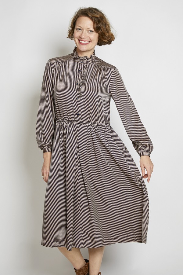 Vestido vintage rayas azul marino y beige - Ropa mujer vintage SusiSweetdress