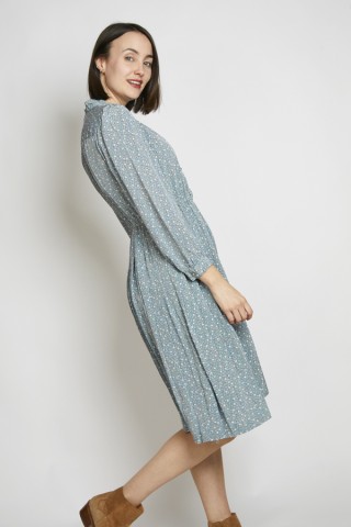 Vestido vintage verde agua azulado pequeñas flores - Ropa mujer vintage SusiSweetdress