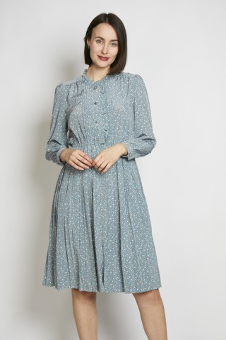 Vestido vintage verde agua azulado pequeñas flores - Ropa mujer vintage SusiSweetdress