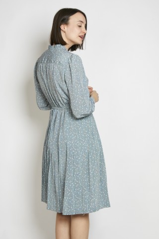 Vestido vintage verde agua azulado pequeñas flores - Ropa mujer vintage SusiSweetdress