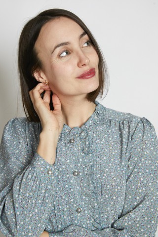 Vestido vintage verde agua azulado pequeñas flores - Ropa mujer vintage SusiSweetdress