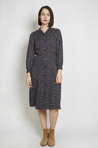 Vestido vintage azul noche pequeñas flores - Ropa mujer vintage SusiSweetdress