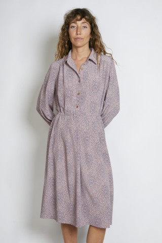 Vestido vintage rosa palo estampado floreado - Ropa mujer vintage SusiSweetdress