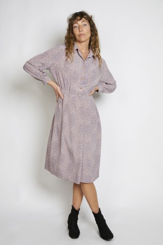 Vestido vintage rosa palo estampado floreado - Ropa mujer vintage SusiSweetdress