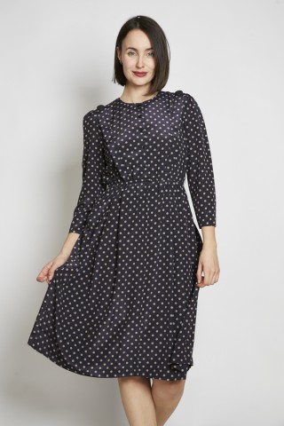 Vestido vintage negro lunares beige - Ropa mujer vintage SusiSweetdress