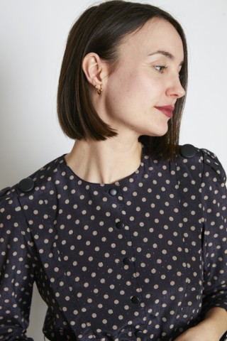 Vestido vintage negro lunares beige - Ropa mujer vintage SusiSweetdress