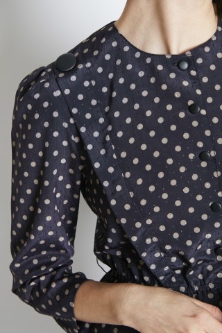 Vestido vintage negro lunares beige - Ropa mujer vintage SusiSweetdress