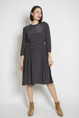 Vestido vintage negro lunares beige - Ropa mujer vintage SusiSweetdress