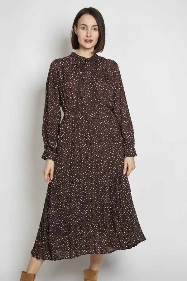 Vestido vintage marrón lunares blancos - Ropa mujer vintage SusiSweetdress