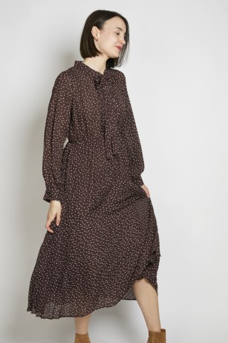 Vestido vintage marrón lunares blancos - Ropa mujer vintage SusiSweetdress
