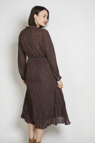 Vestido vintage marrón lunares blancos - Ropa mujer vintage SusiSweetdress