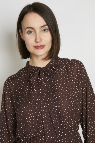 Vestido vintage marrón lunares blancos - Ropa mujer vintage SusiSweetdress