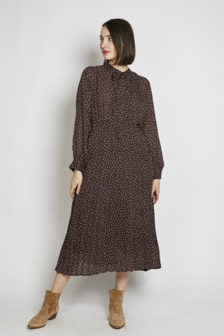 Vestido vintage marrón lunares blancos - Ropa mujer vintage SusiSweetdress