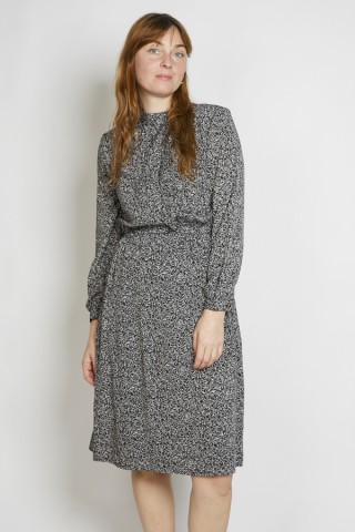 Vestido vintage negro flores blancas - Ropa mujer vintage SusiSweetdress