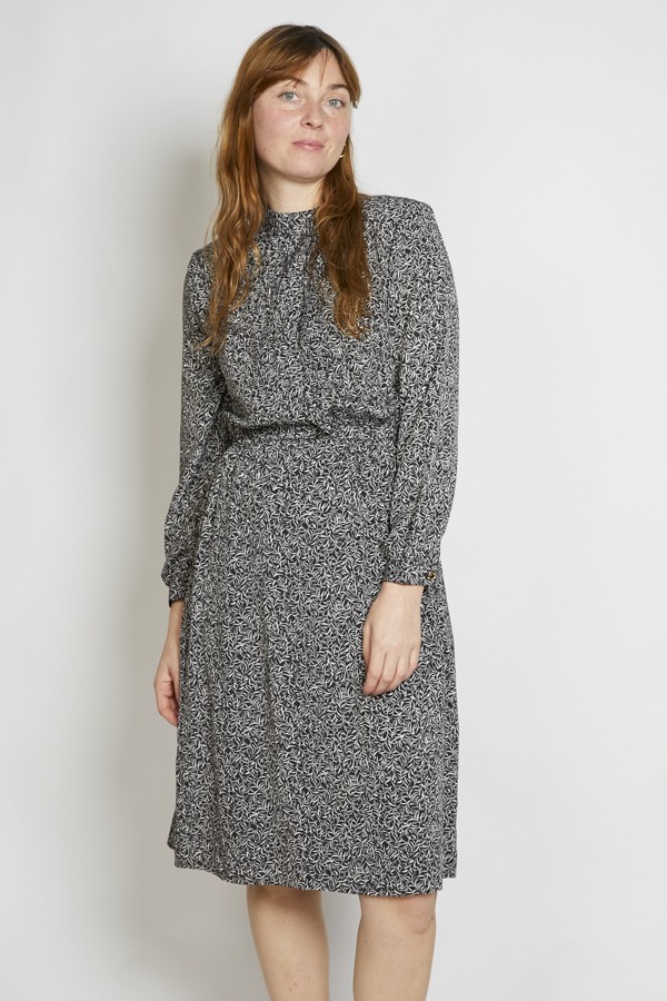 Vestido vintage negro flores blancas - Ropa mujer vintage SusiSweetdress