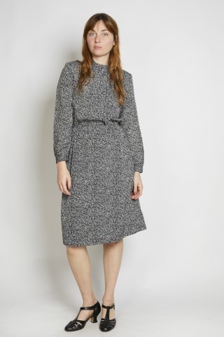 Vestido vintage negro flores blancas - Ropa mujer vintage SusiSweetdress