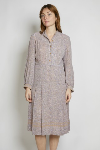 Vestido vintage taupe claro estampado - Ropa mujer vintage SusiSweetdress