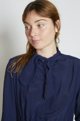 Vestido vintage azul marino con topitos - Ropa mujer vintage SusiSweetdress