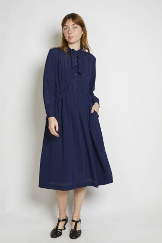 Vestido vintage azul marino con topitos - Ropa mujer vintage SusiSweetdress