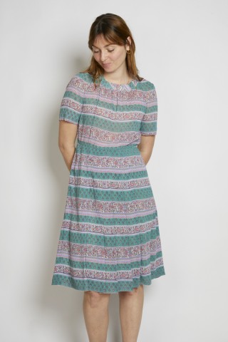 Vestido vintage verde y rosa estampados - Ropa mujer vintage SusiSweetdress