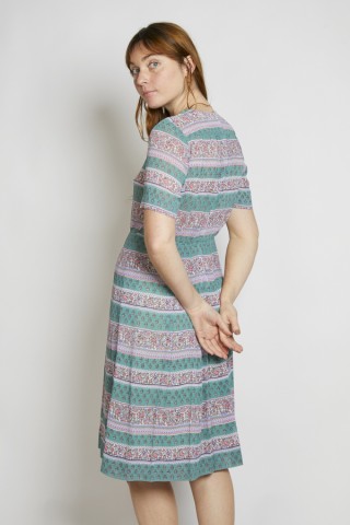 Vestido vintage verde y rosa estampados - Ropa mujer vintage SusiSweetdress
