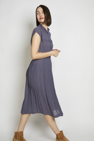 Vestido vintage azul marino estampado - Ropa mujer vintage SusiSweetdress