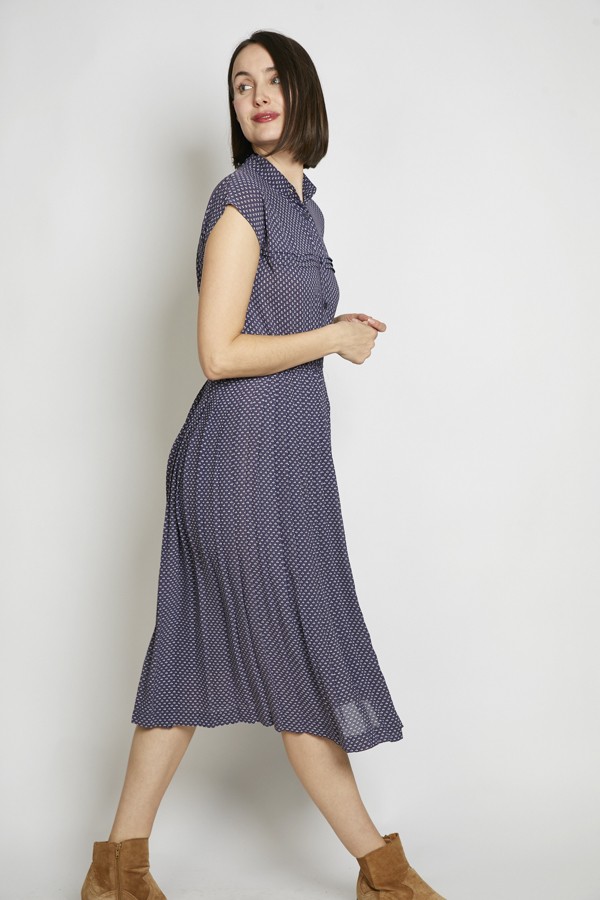 Vestido vintage azul marino estampado - Ropa mujer vintage SusiSweetdress