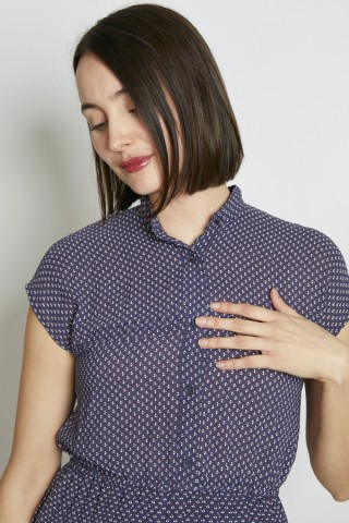 Vestido vintage azul marino estampado - Ropa mujer vintage SusiSweetdress