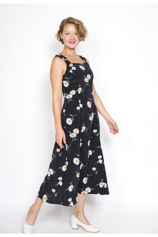 Vestido vintage negro con margaritas blancas - Ropa mujer vintage SusiSweetdress