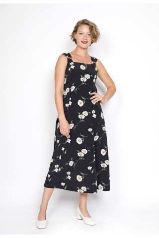 Vestido vintage negro con margaritas blancas - Ropa mujer vintage SusiSweetdress