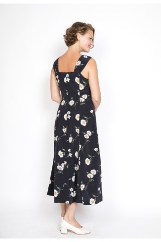 Vestido vintage negro con margaritas blancas - Ropa mujer vintage SusiSweetdress