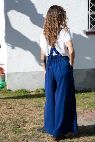 Pantalón palazzo azul con tirantes- Ropa SusiSweetdress