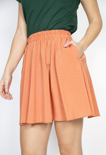 Falda mini naranja pastel con puntos blancos